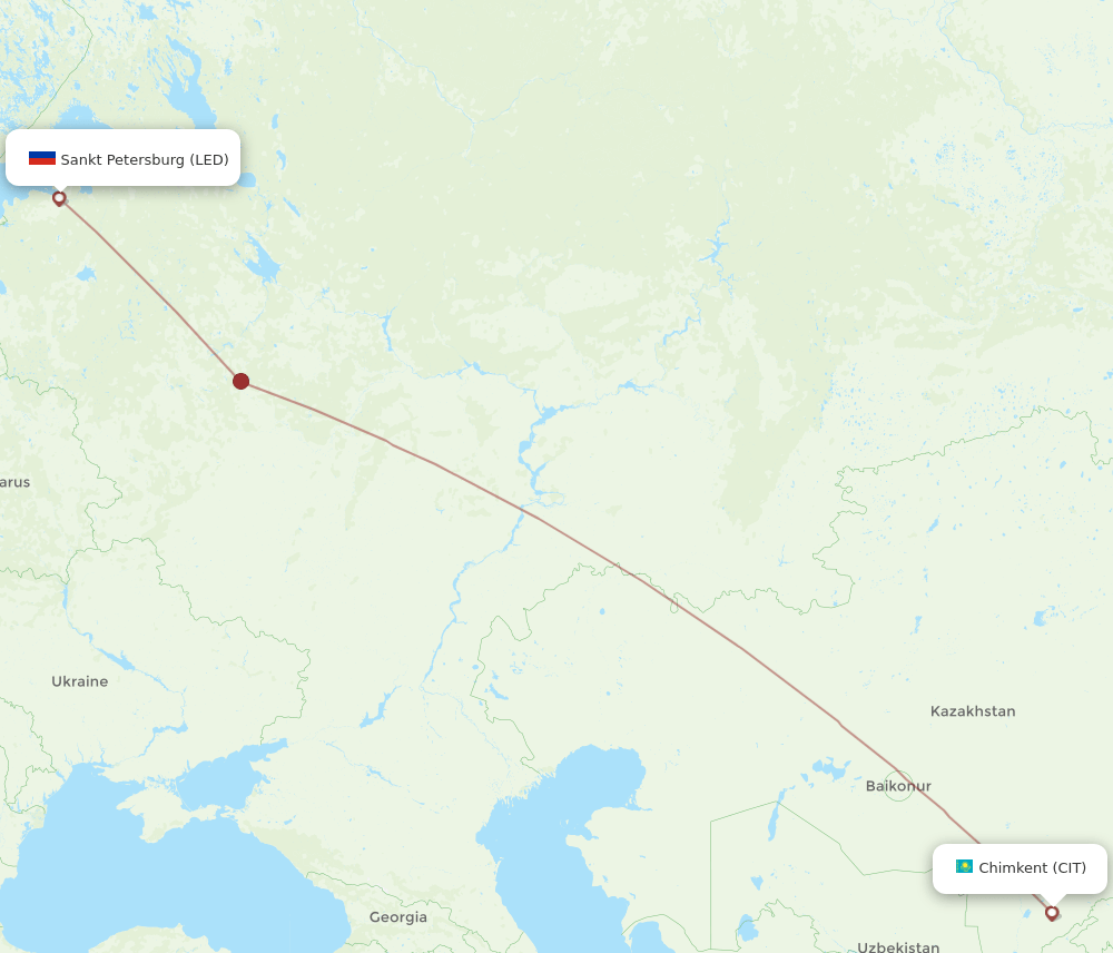 CIT to LED flights and routes map