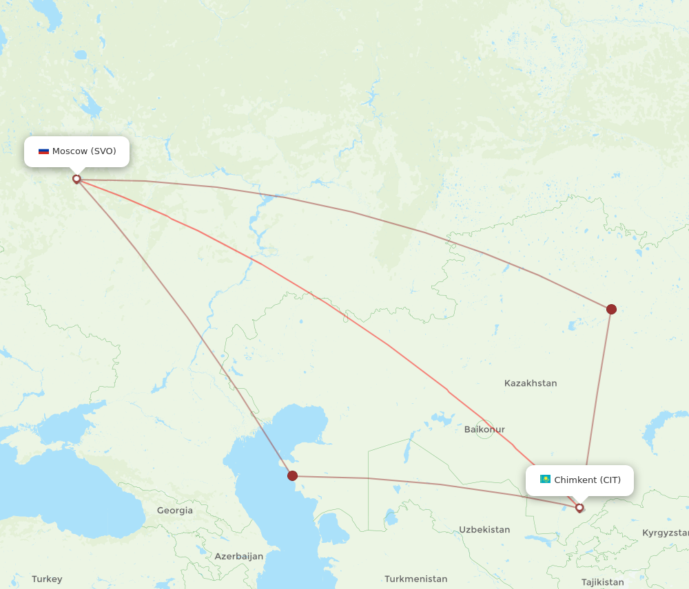 CIT to SVO flights and routes map