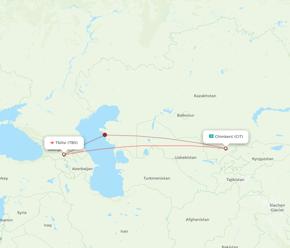 TBS to CIT flights and routes map