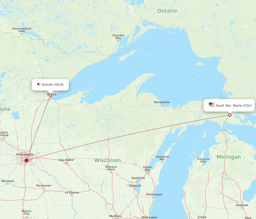 CIU-DLH flight routes