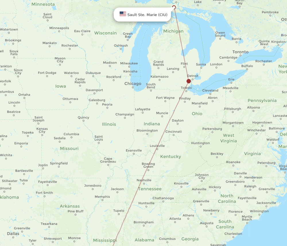 CIU-MSY flight routes