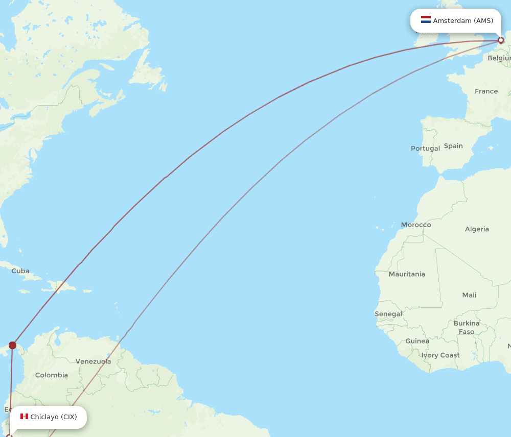 CIX-AMS flight routes