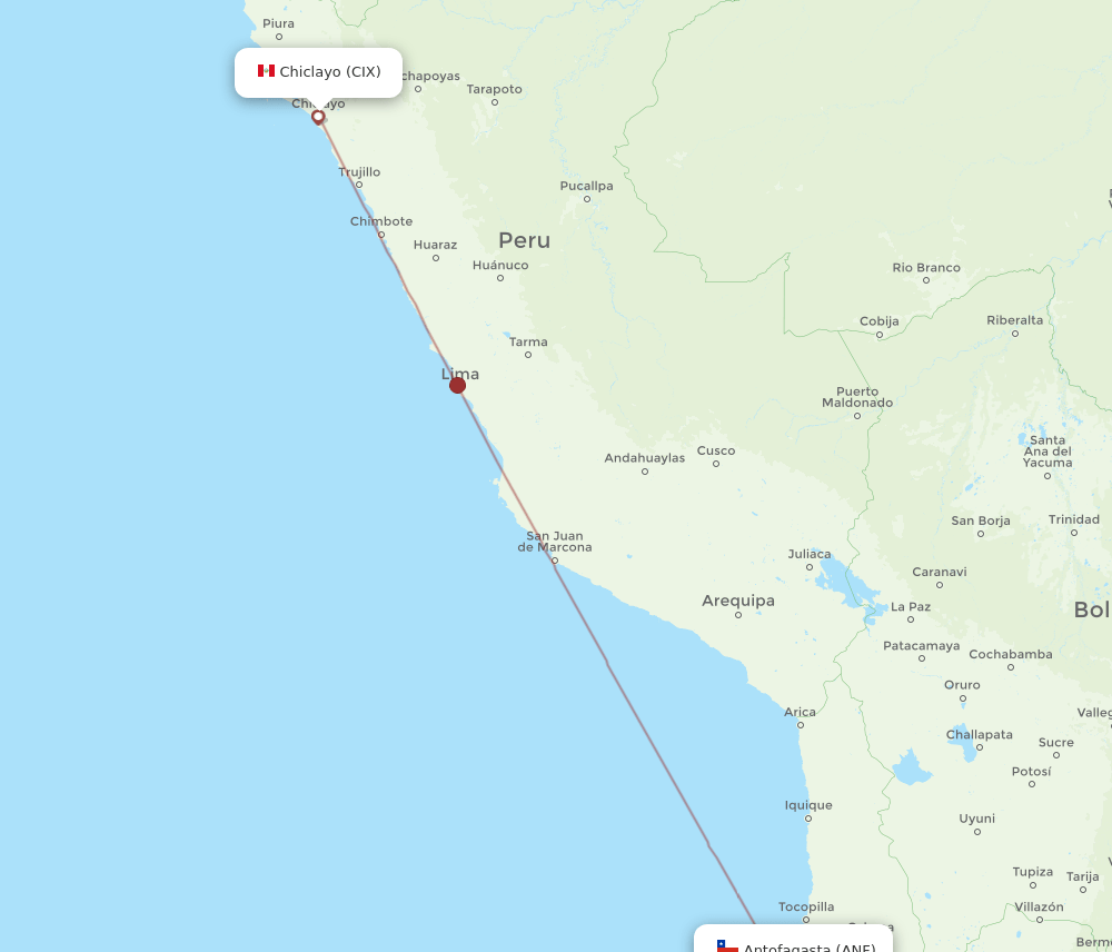 CIX to ANF flights and routes map