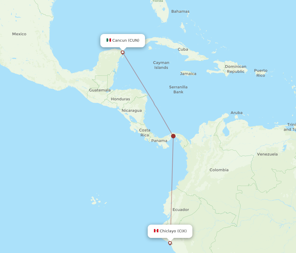 CIX-CUN flight routes