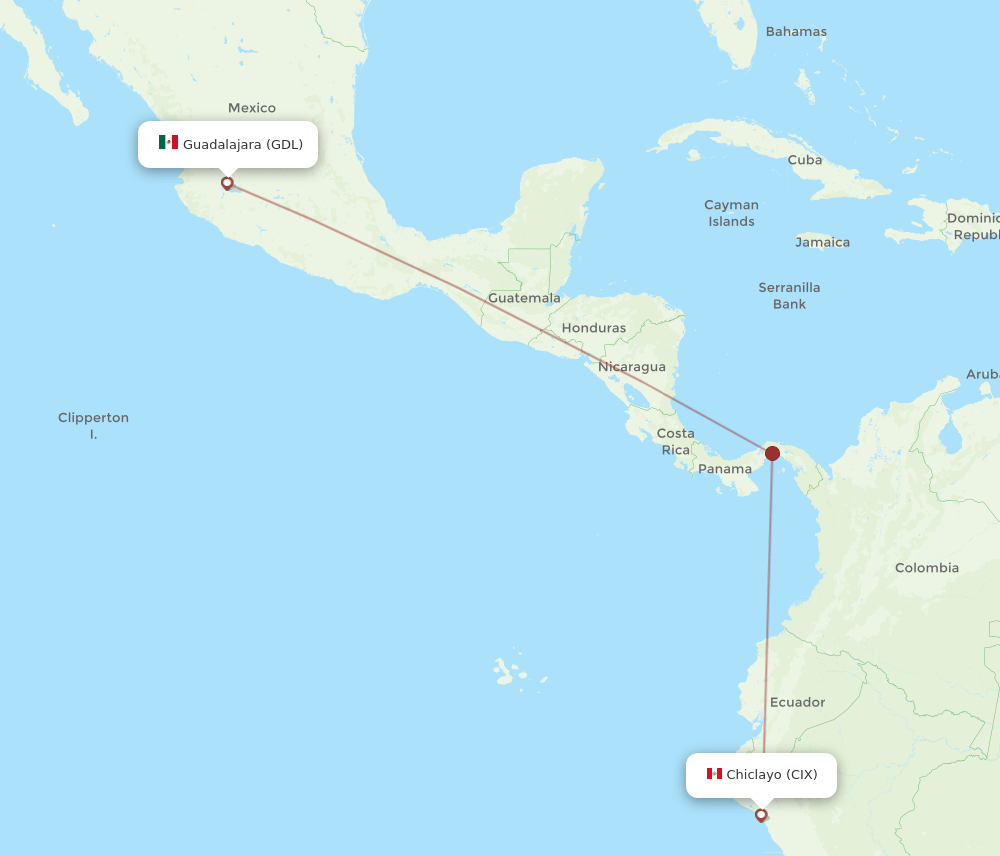 CIX-GDL flight routes