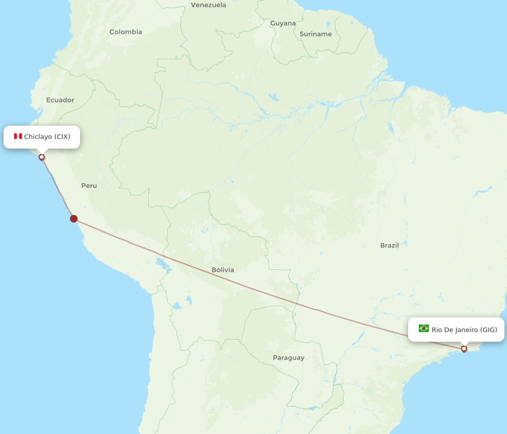 Rio De Janeiro - Chiclayo route map and flight paths