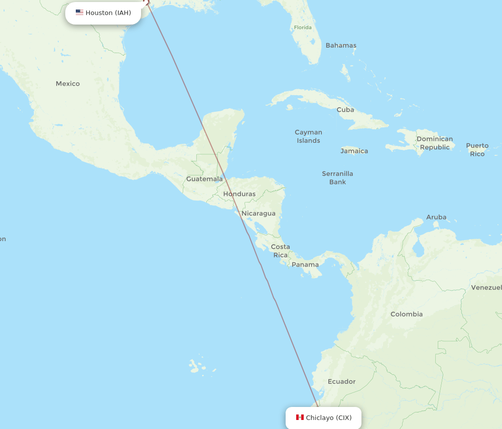 CIX to IAH flights and routes map