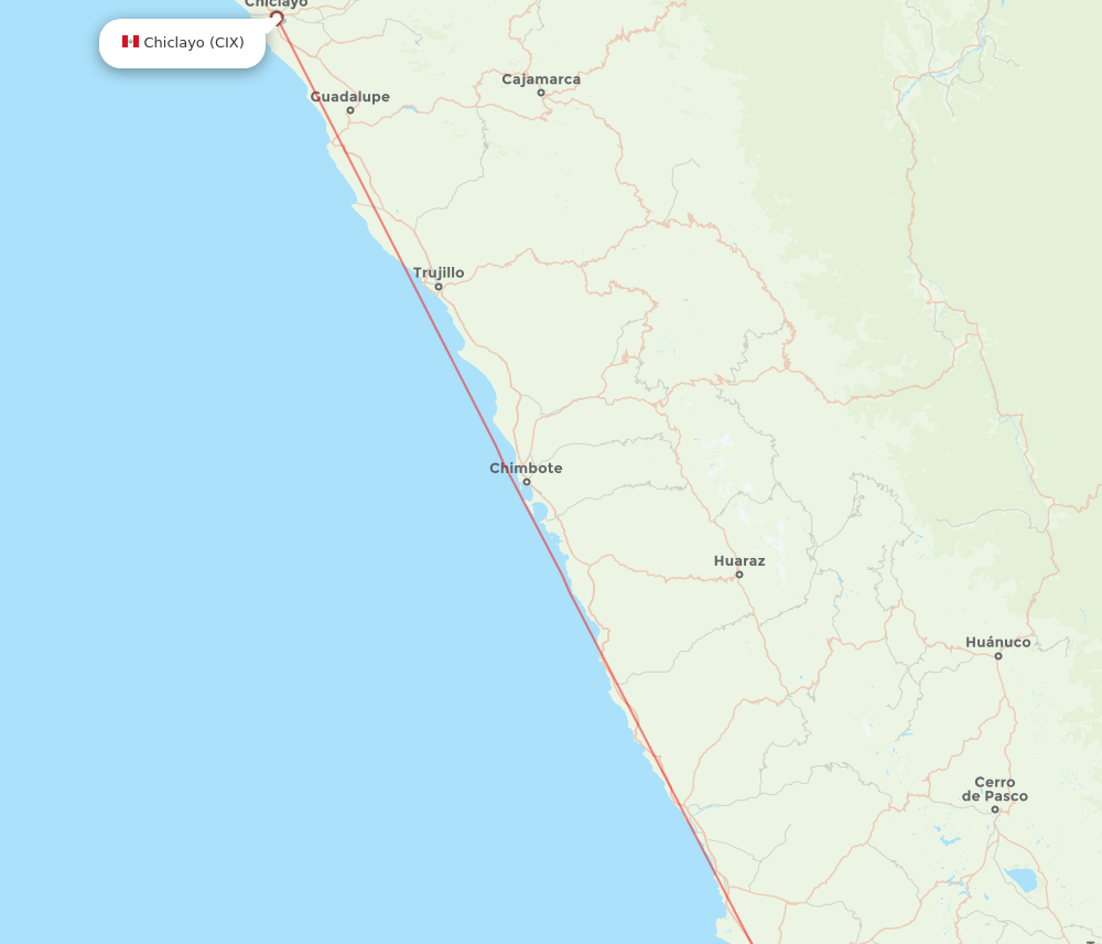 Chiclayo - Lima route map and flight paths