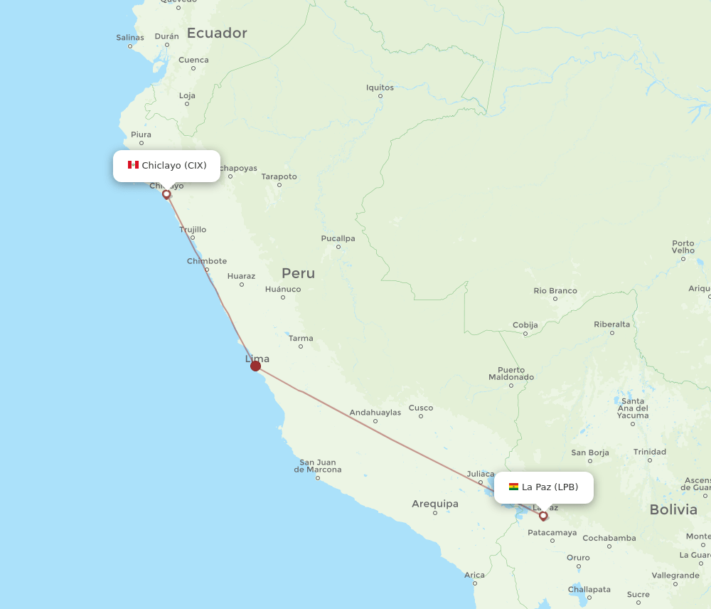 CIX to LPB flights and routes map