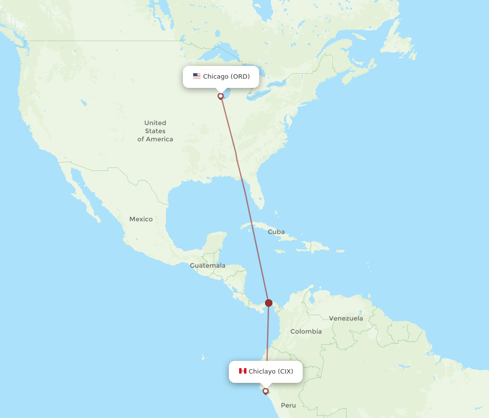 CIX-ORD flight routes