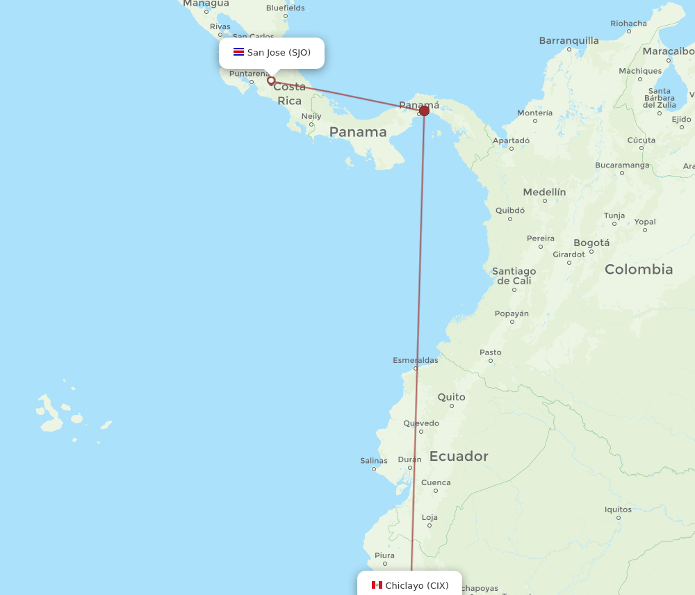 CIX-SJO flight routes