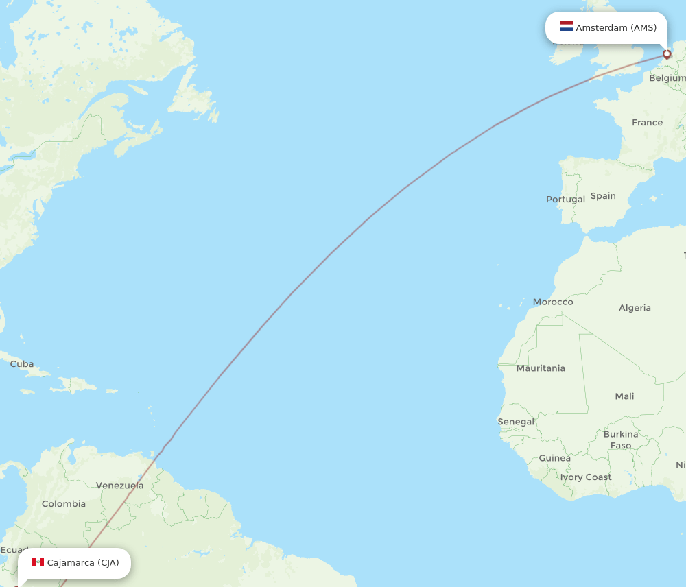 CJA-AMS flight routes