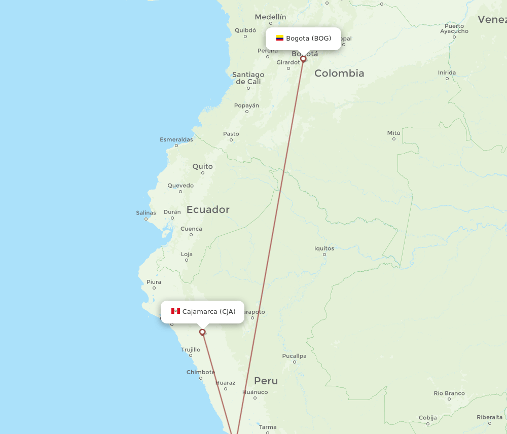CJA-BOG flight routes