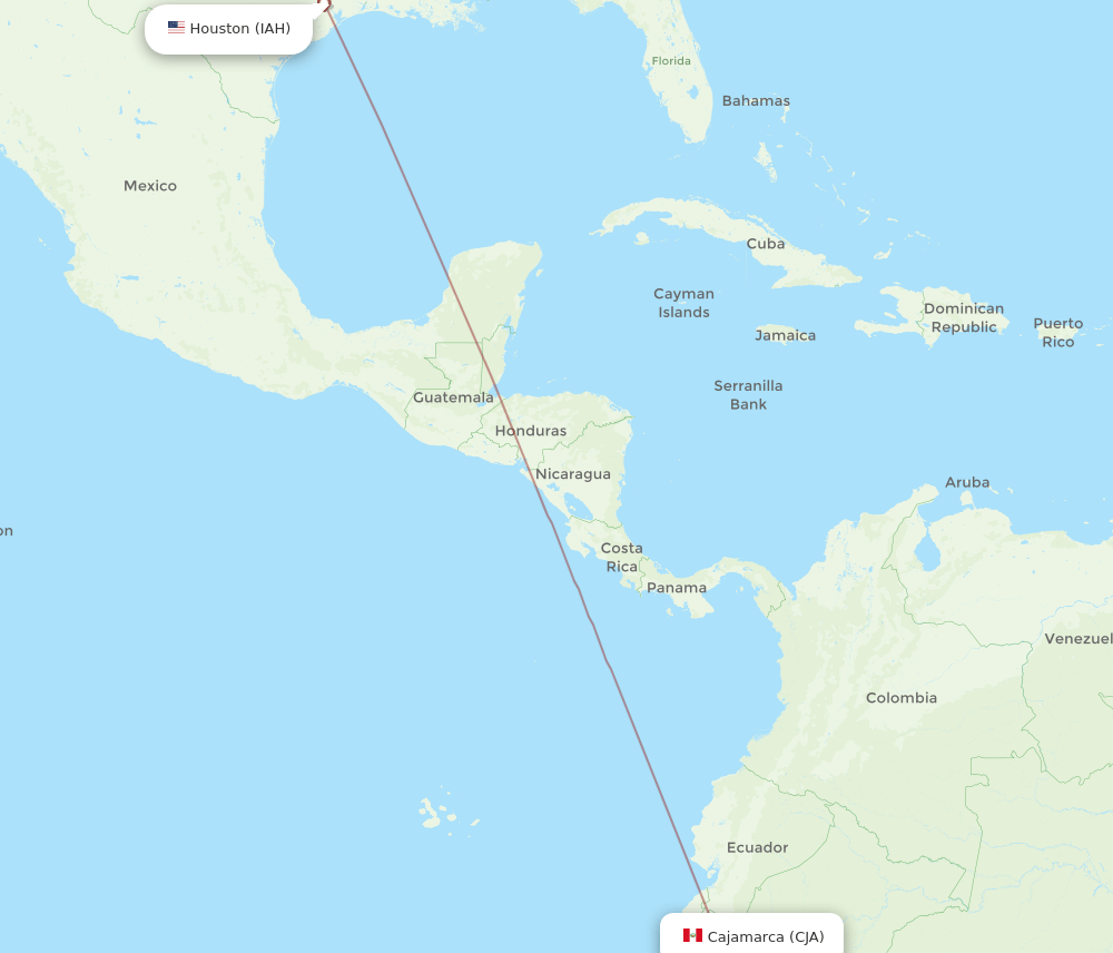 CJA to IAH flights and routes map