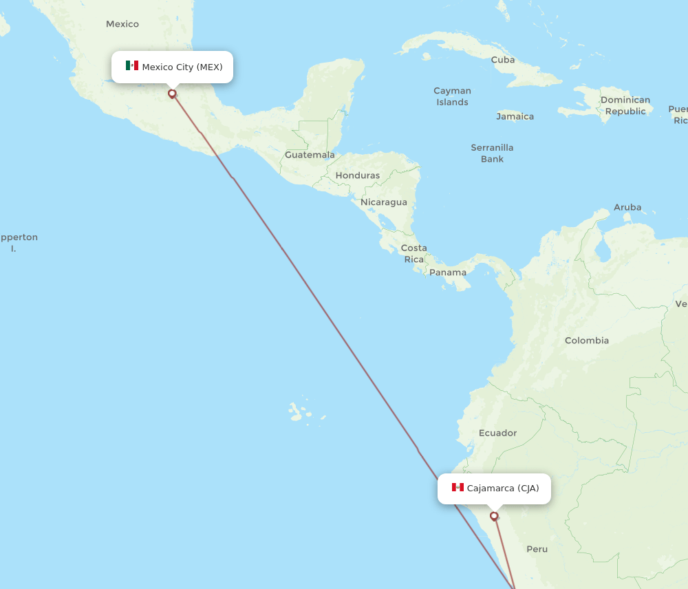 CJA-MEX flight routes