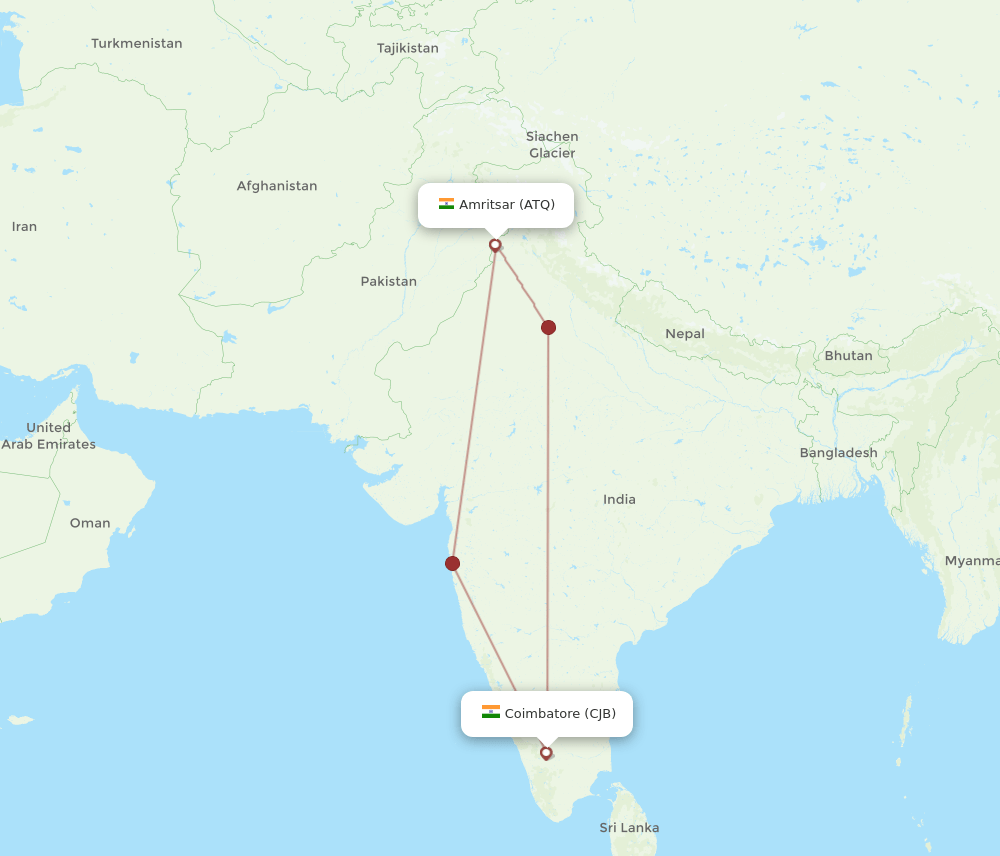 CJB-ATQ flight routes
