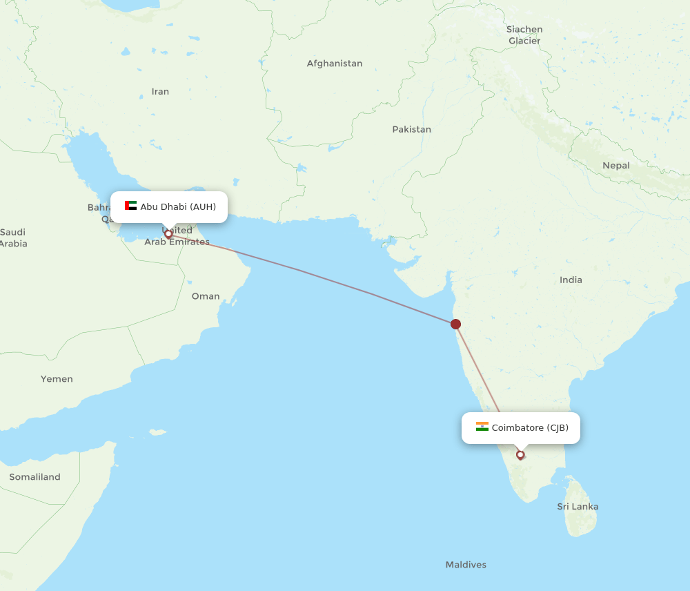 CJB-AUH flight routes