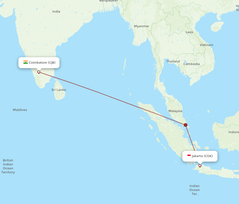 CJB to CGK flights and routes map