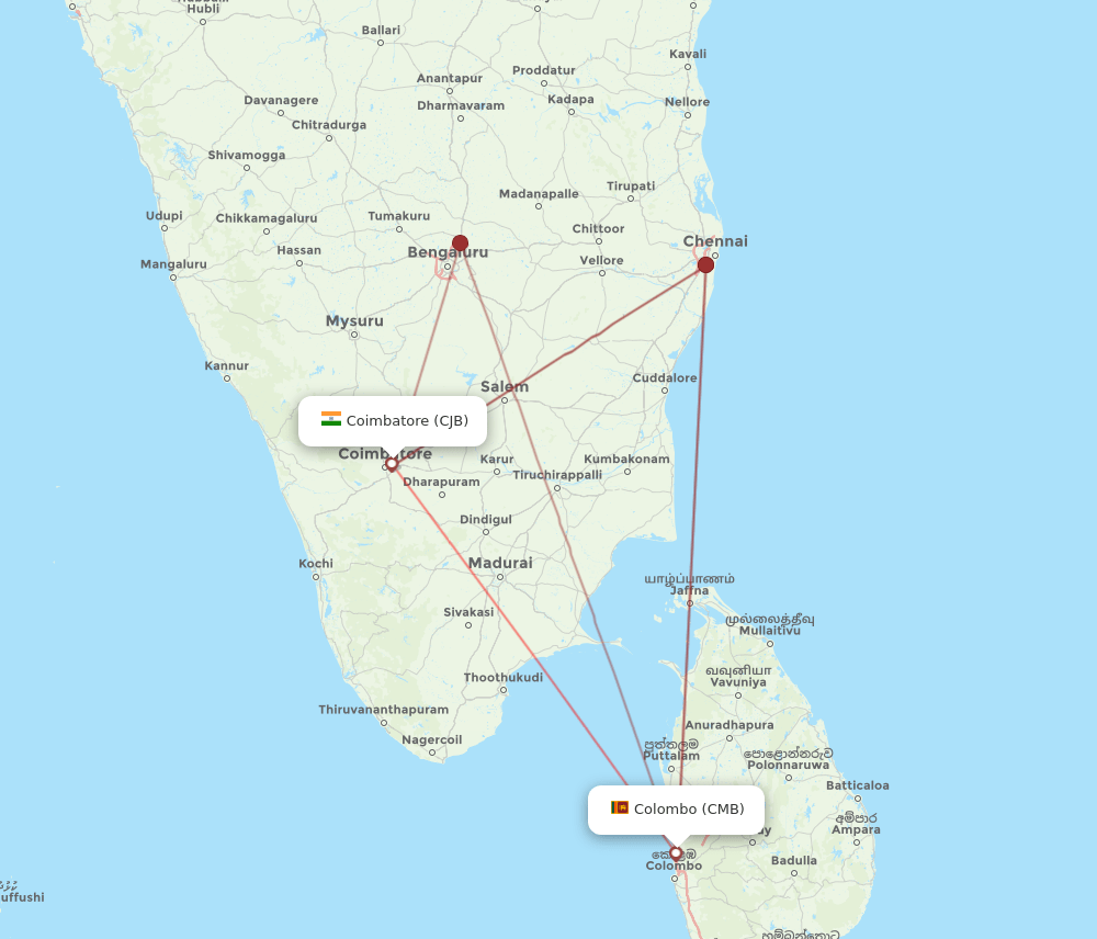 CJB-CMB flight routes