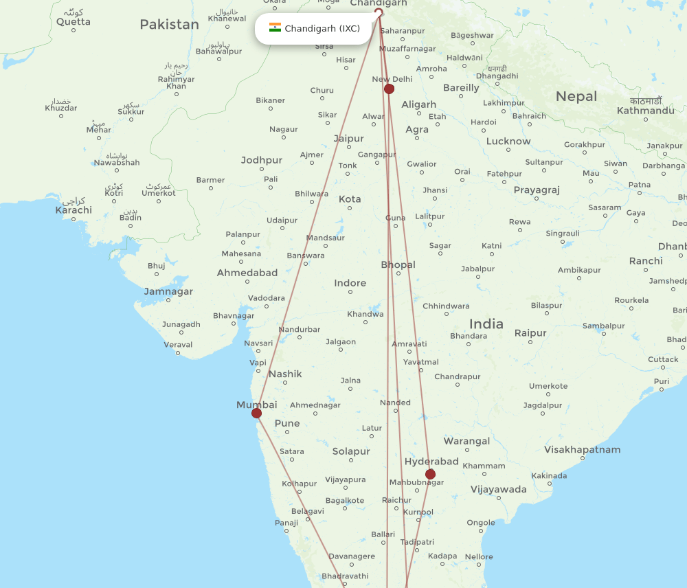 CJB-IXC flight routes