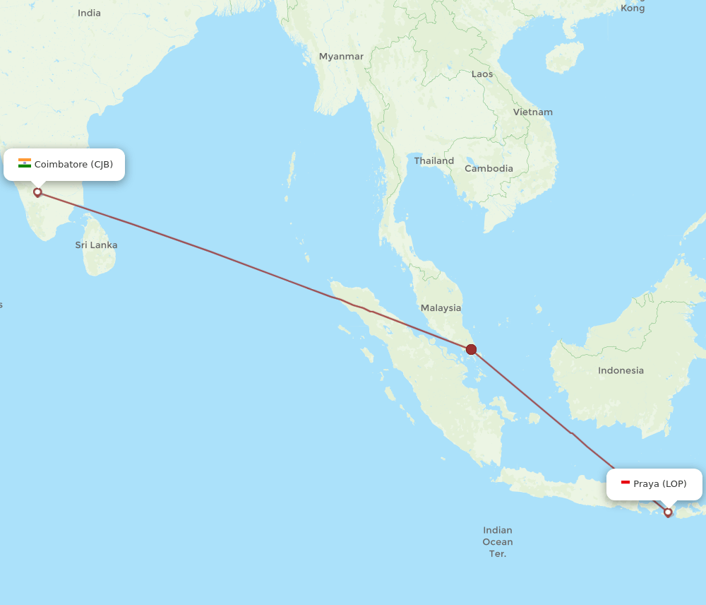 CJB to LOP flights and routes map