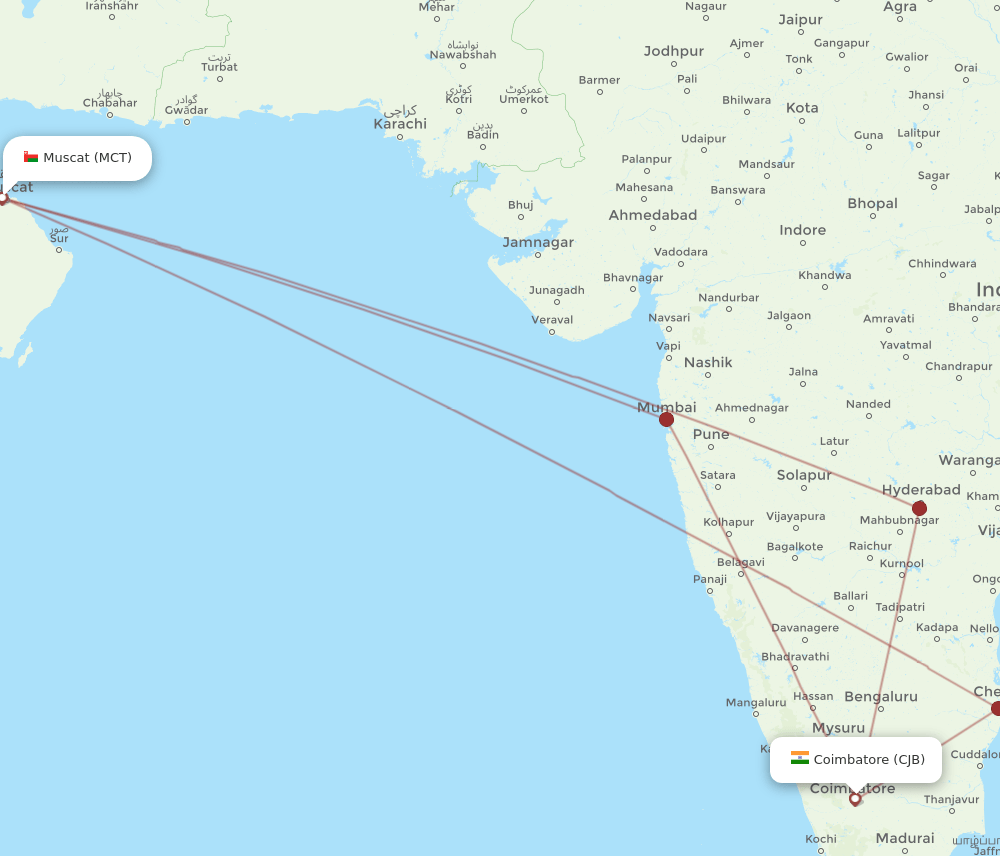 CJB-MCT flight routes