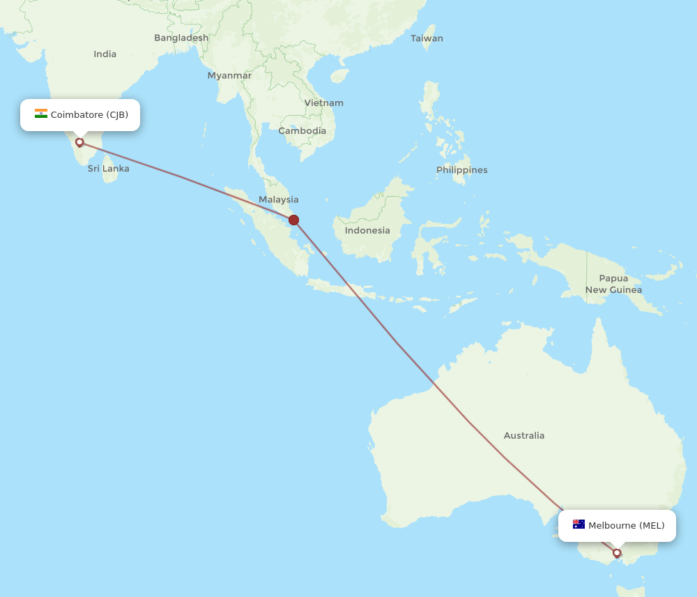 CJB to MEL flights and routes map