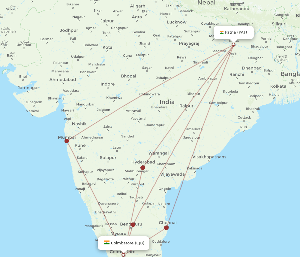 CJB-PAT flight routes
