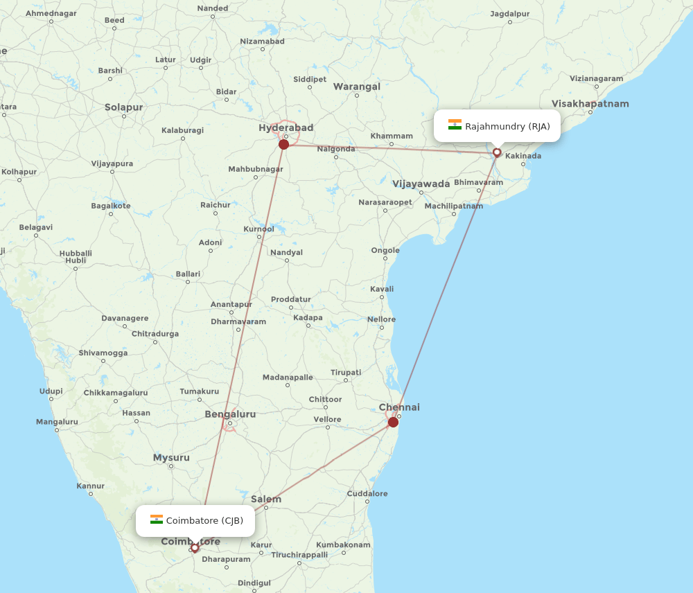 CJB-RJA flight routes