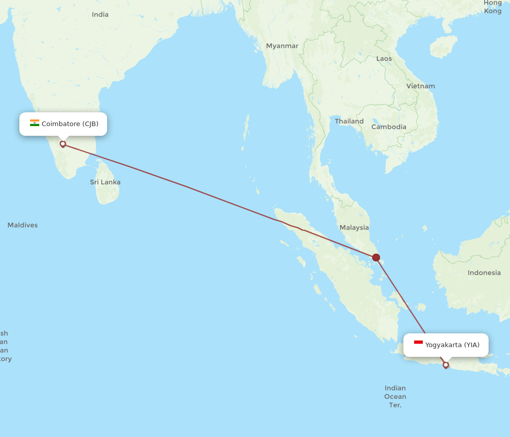 CJB-YIA flight routes