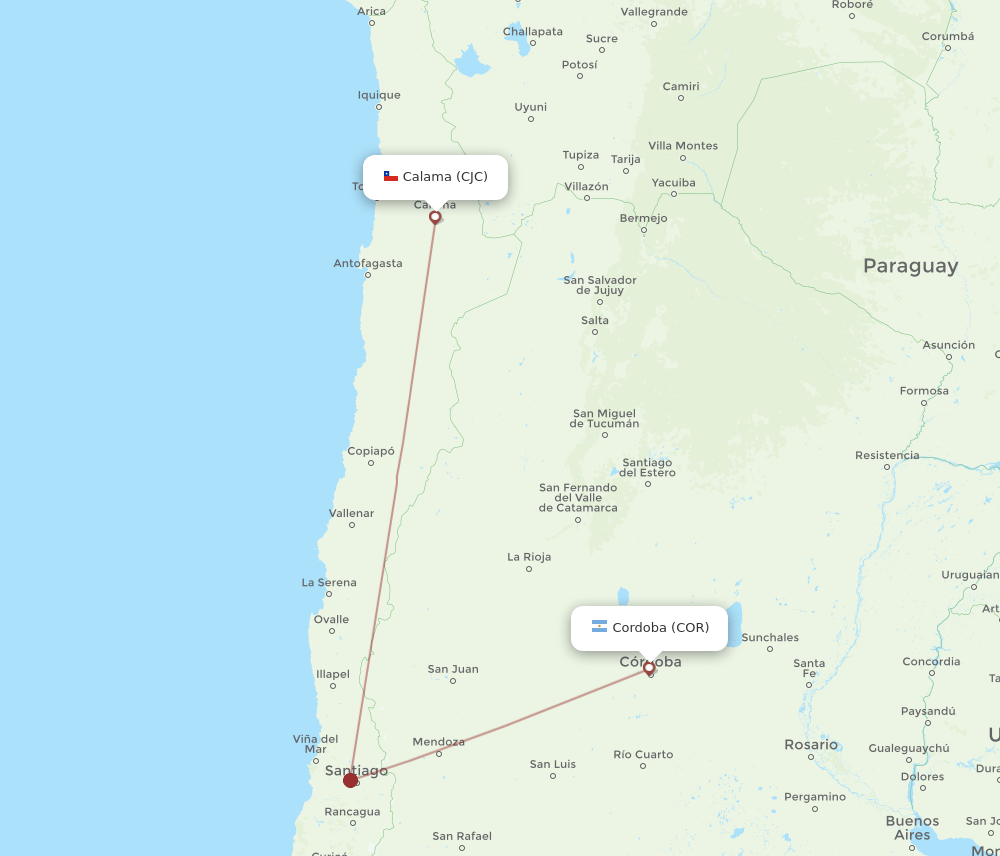 CJC-COR flight routes