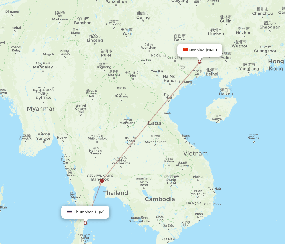 NNG to CJM flights and routes map