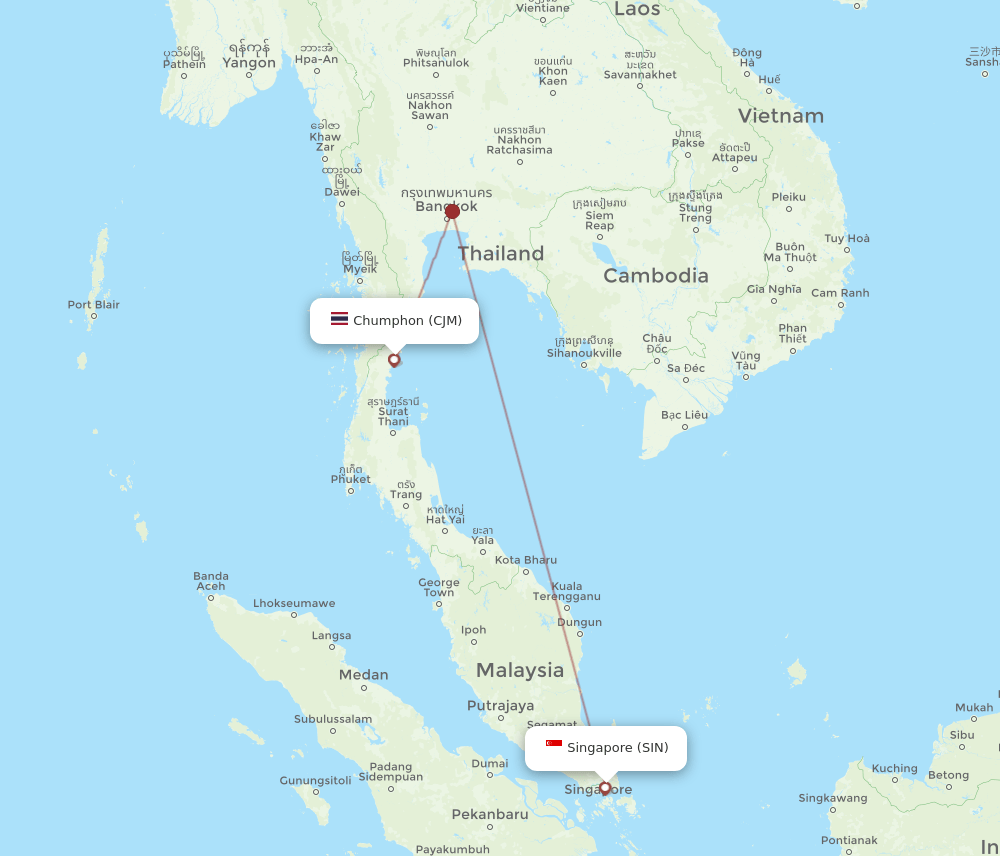 CJM-SIN flight routes