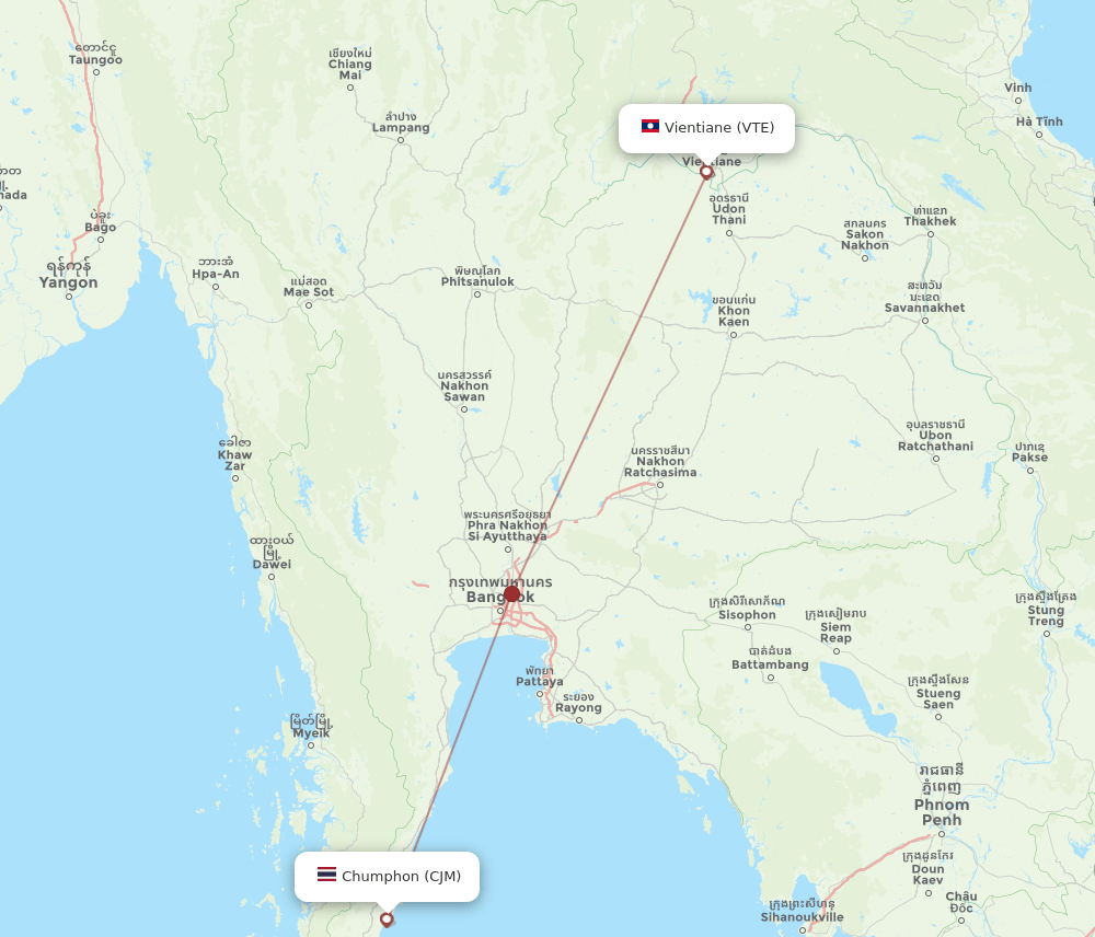 CJM-VTE flight routes