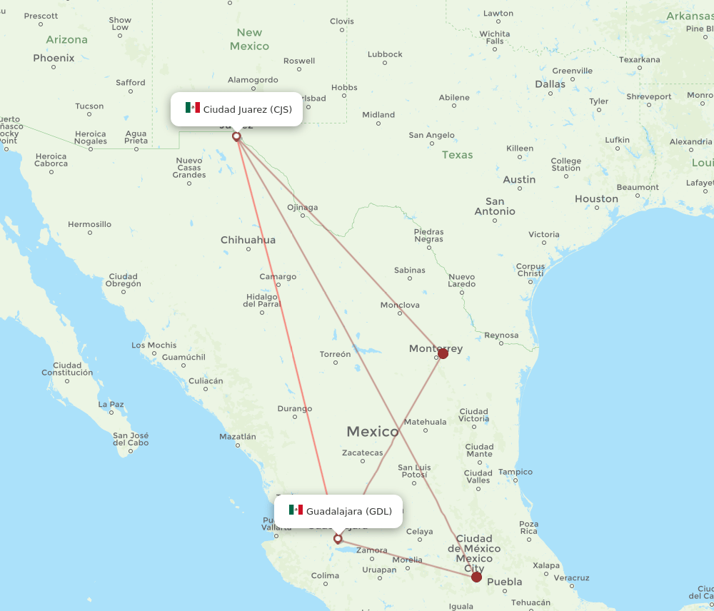CJS-GDL flight routes