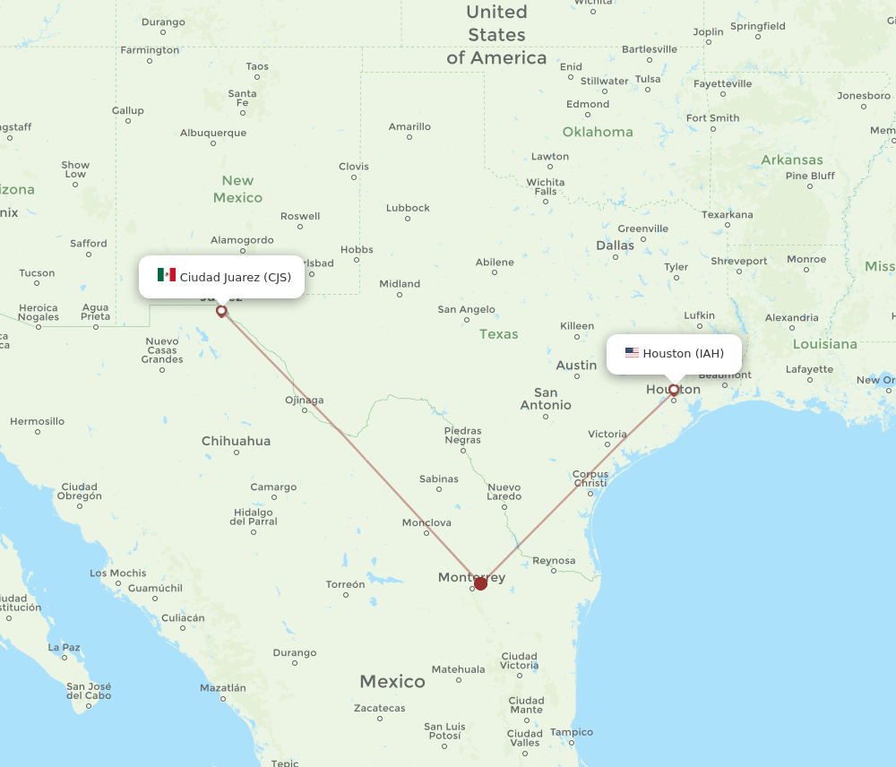 CJS-IAH flight routes