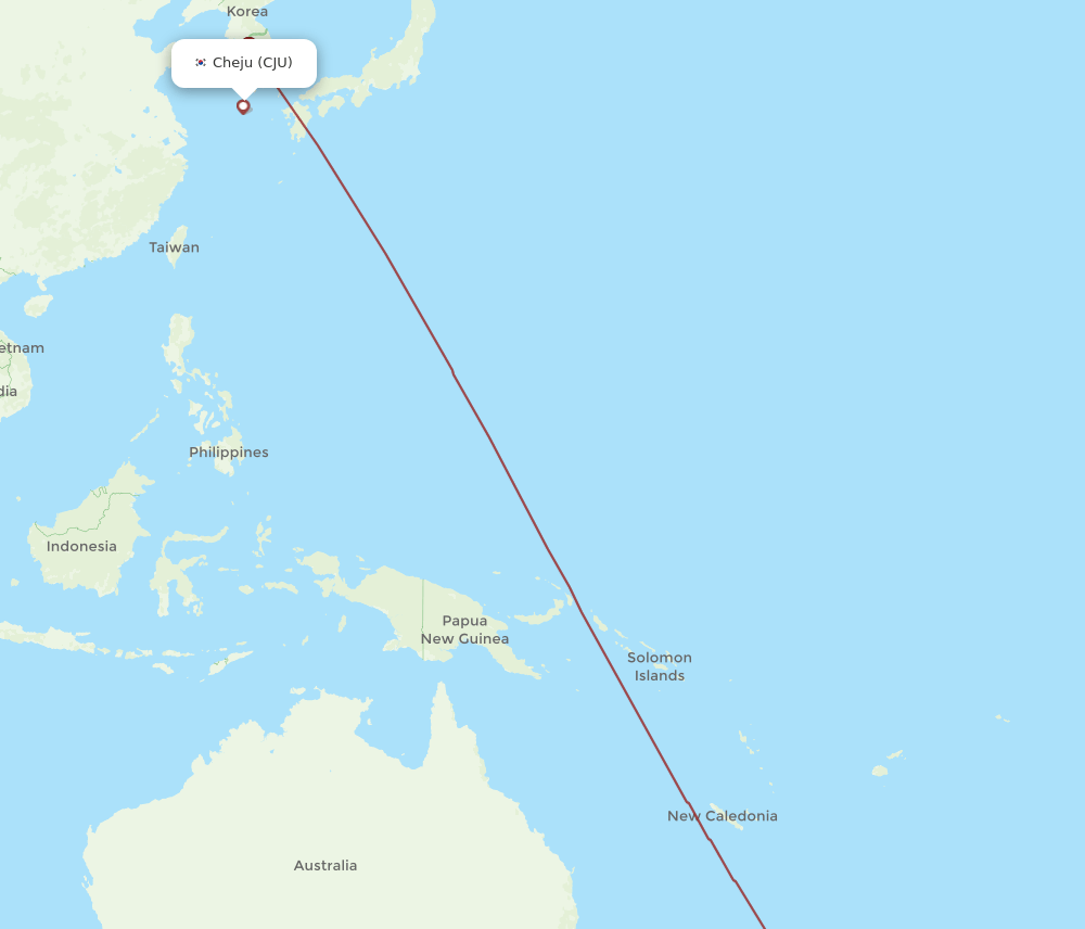 CJU-AKL flight routes
