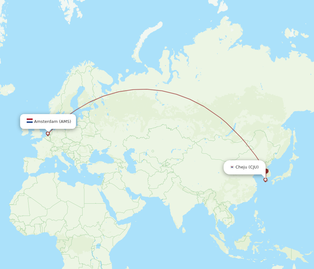CJU-AMS flight routes