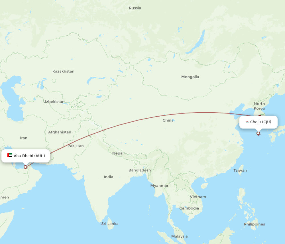 CJU-AUH flight routes