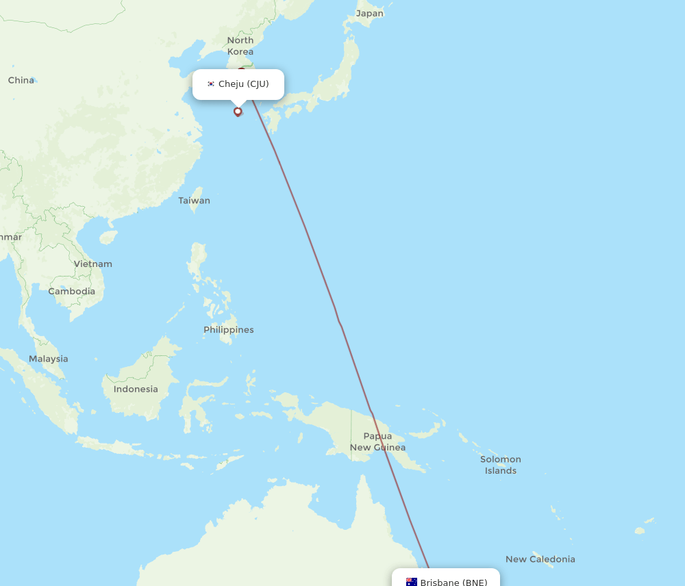 CJU-BNE flight routes
