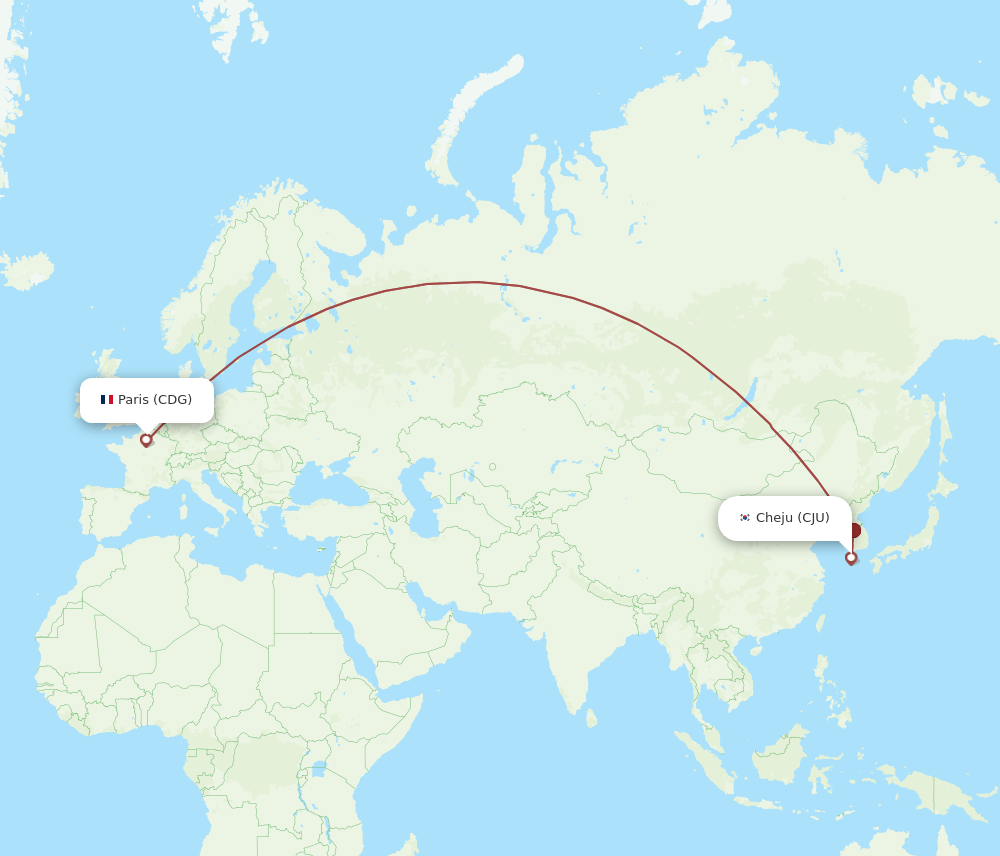 CJU-CDG flight routes