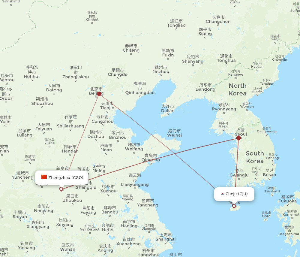 CJU-CGO flight routes