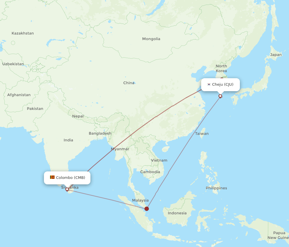 CJU to CMB flights and routes map