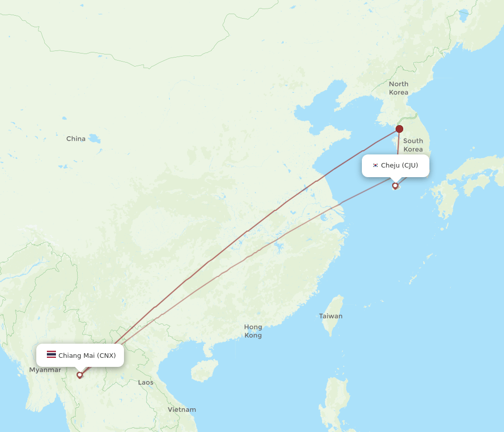 CJU to CNX flights and routes map