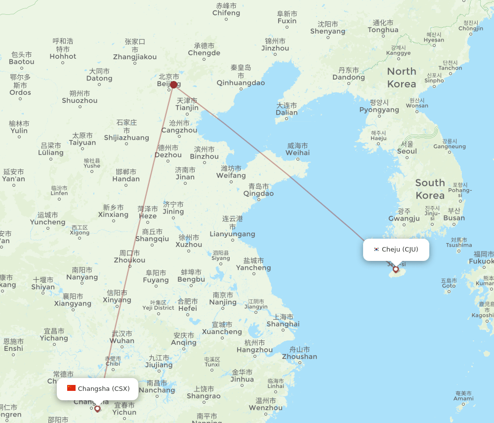 CJU-CSX flight routes