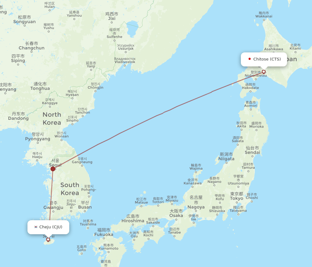 CJU-CTS flight routes