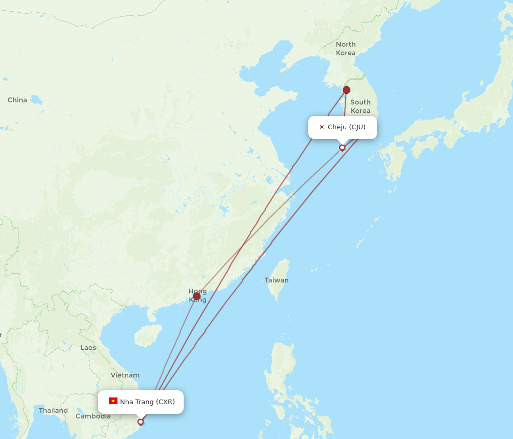 CJU to CXR flights and routes map