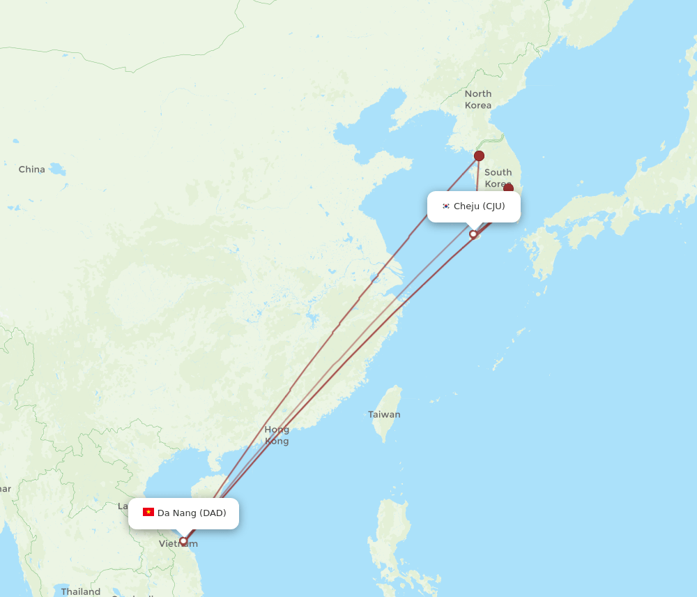 CJU-DAD flight routes