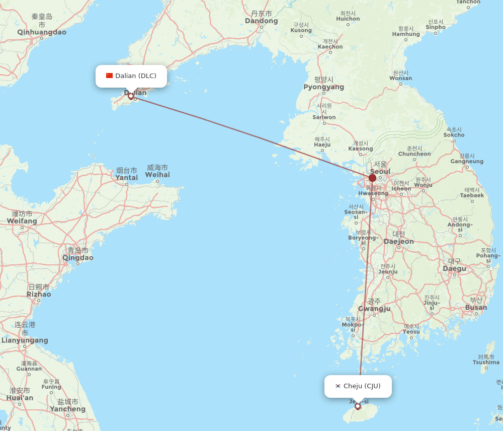 CJU-DLC flight routes