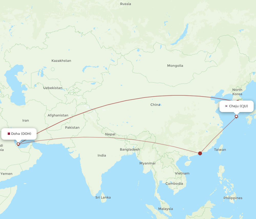 CJU-DOH flight routes